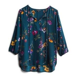 West K (Kei) Floral Print Top 3/4 Sleeve Size M